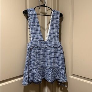 Zara Blue and White Tweed Top